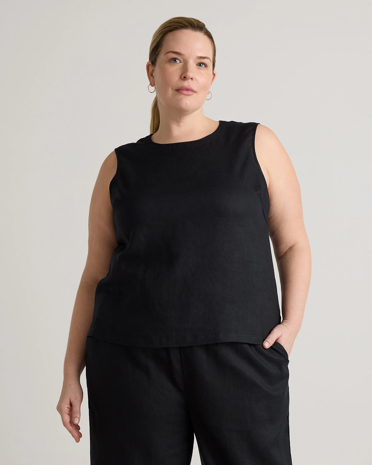 100% European Linen Tank - 1X / White