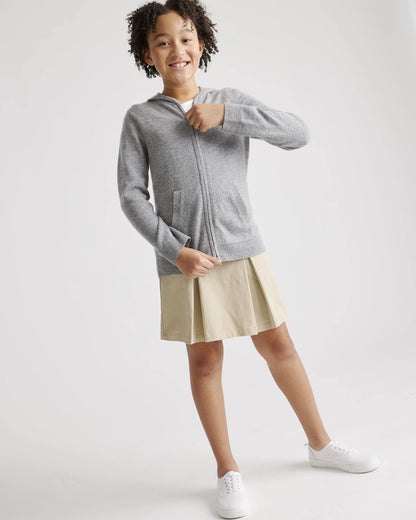 Washable Cashmere Full Zip Hoodie - 6 / Heather Grey