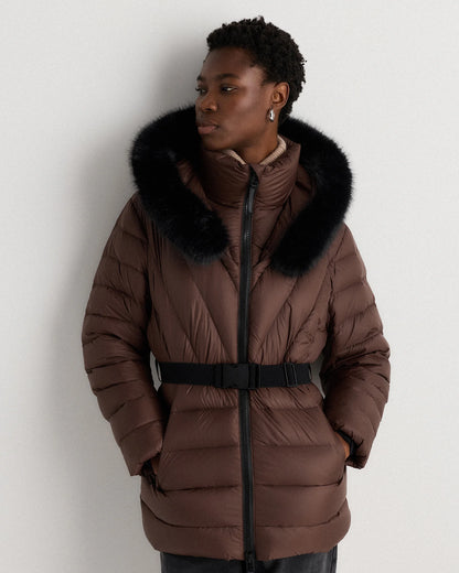 Responsible Down Belted Puffer Coat - XS / Hot Fudge