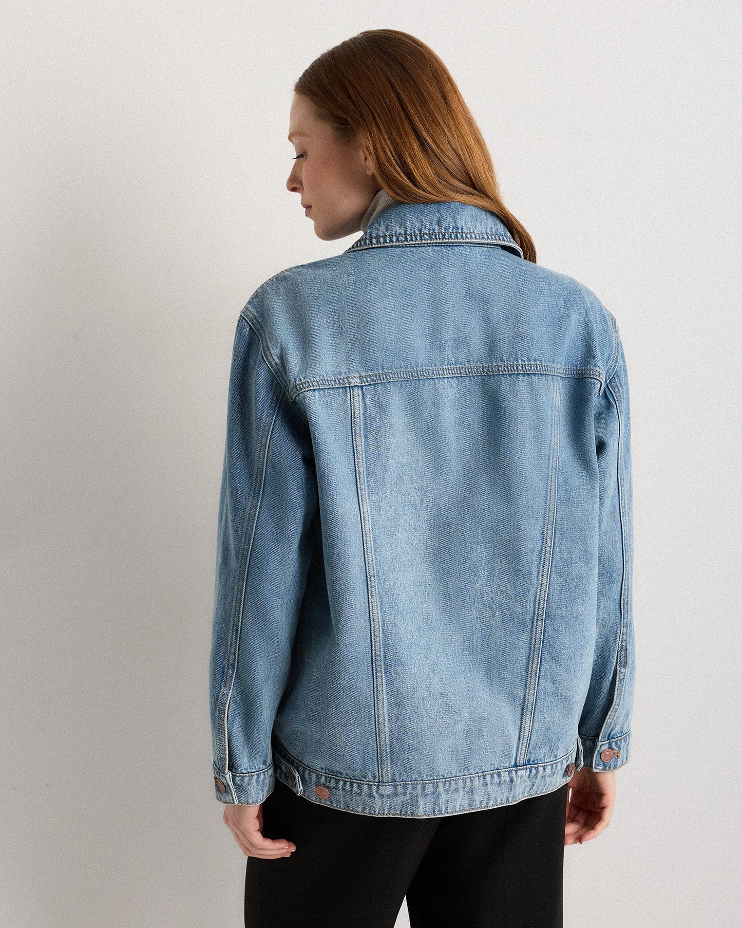 100% Organic Cotton Oversized Denim Jacket - XS / Washed Black