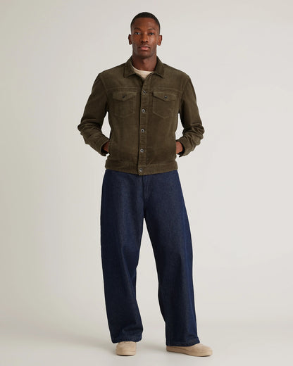 Organic Stretch Corduroy Trucker Jacket - S / Seaweed