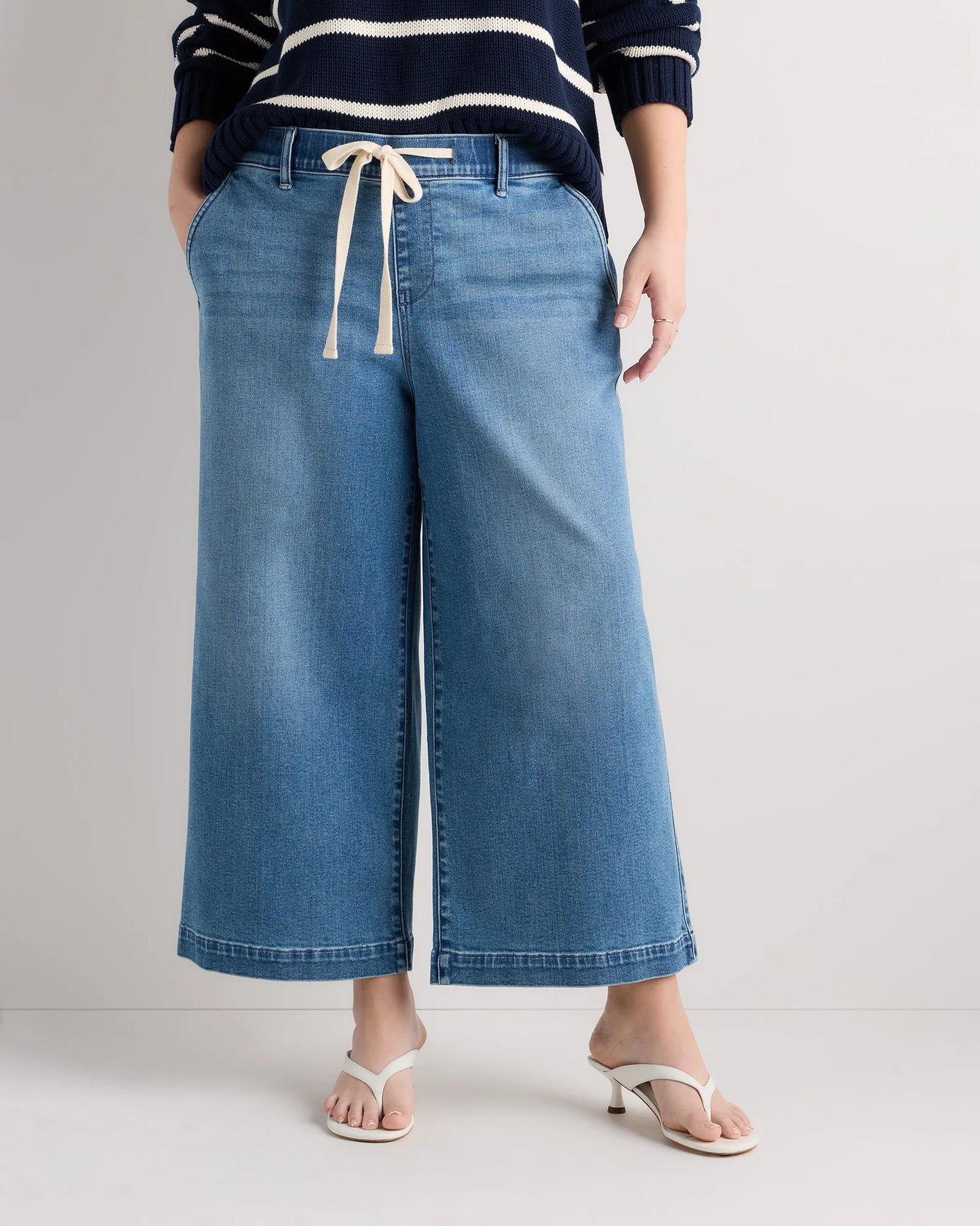 Mia Wide Leg Crop Jeans - 1X / Deep Sea Blue