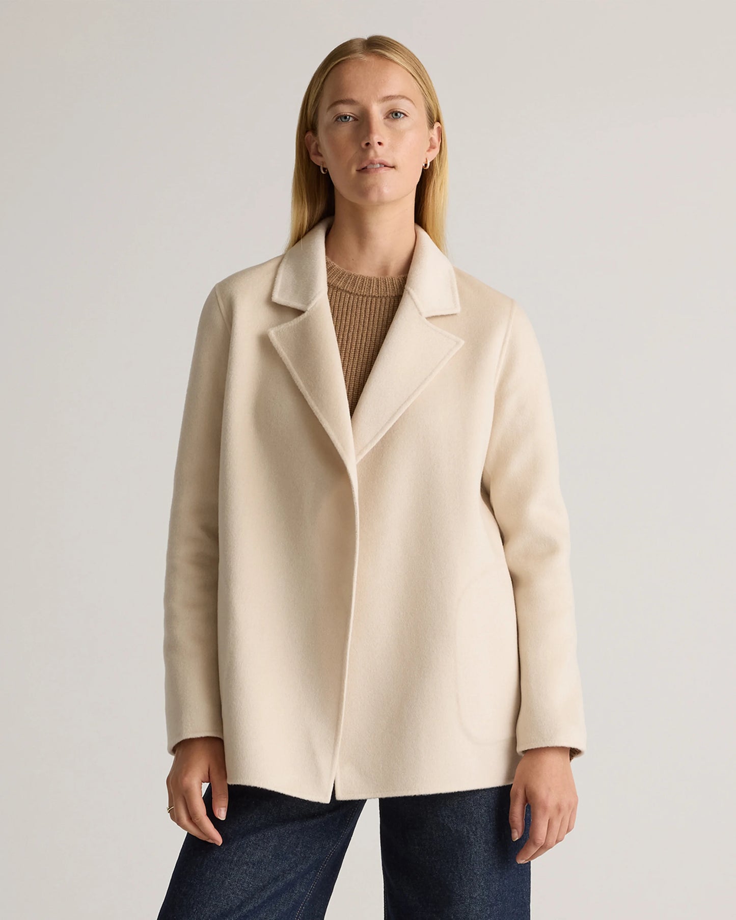 100% Mongolian Cashmere Double-Faced Open Blazer - XS / Camel