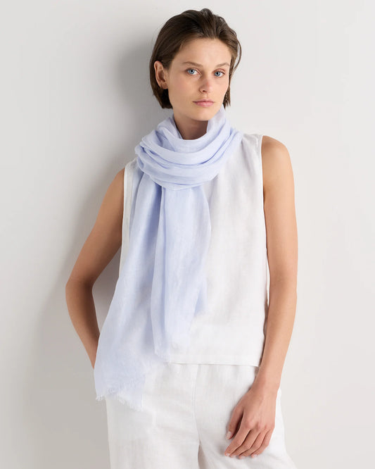 100% European Linen Scarf - One Size / Porcelain Blue