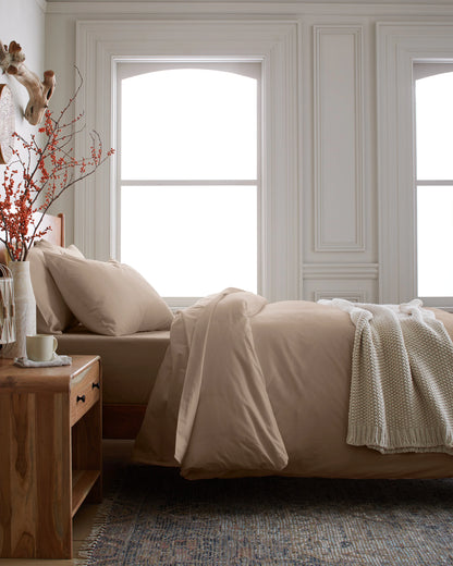 Organic Brushed Cotton Duvet Cover - Twin / Toffee