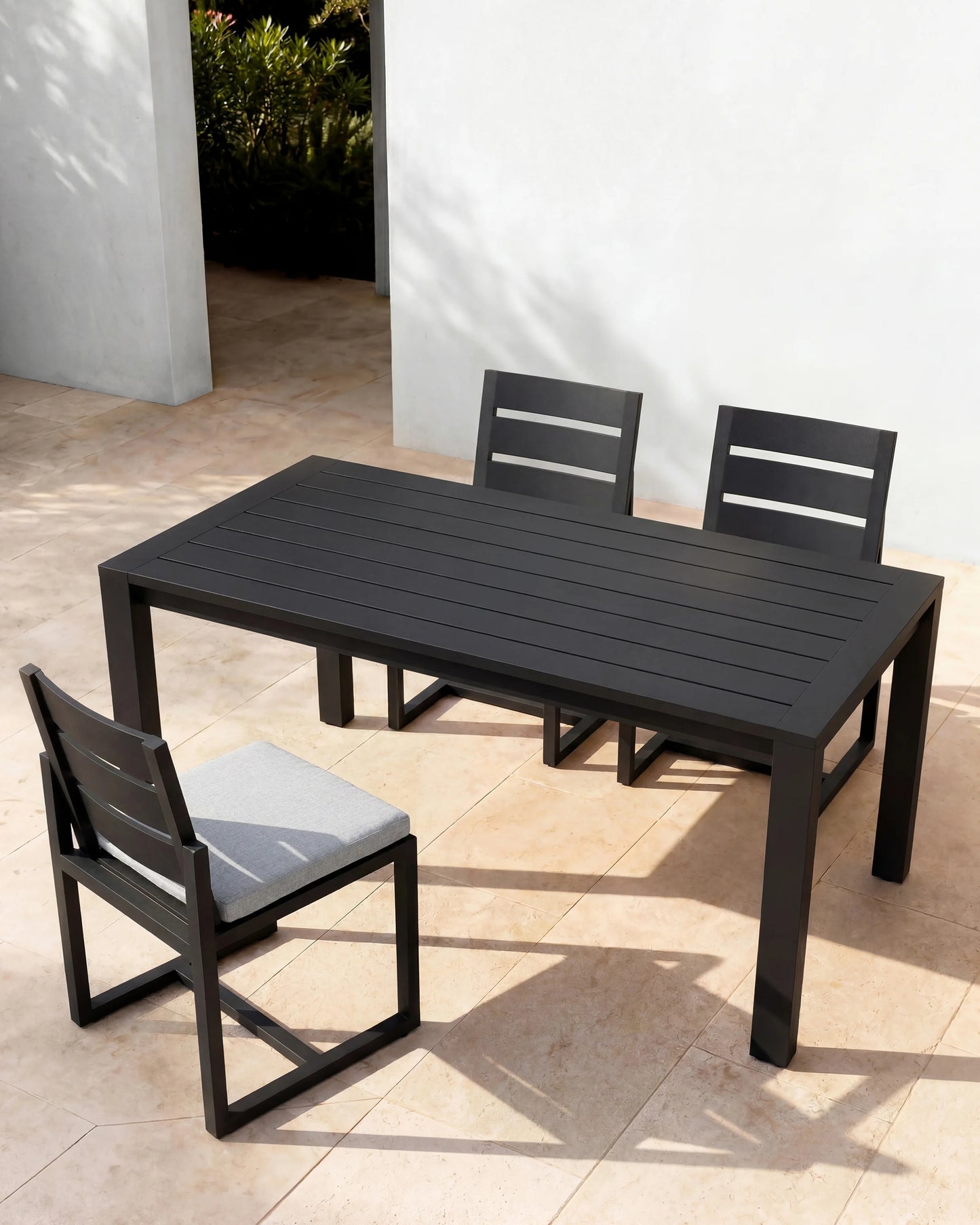 Linear Aluminum Outdoor Dining Table - 72" / Dark Charcoal