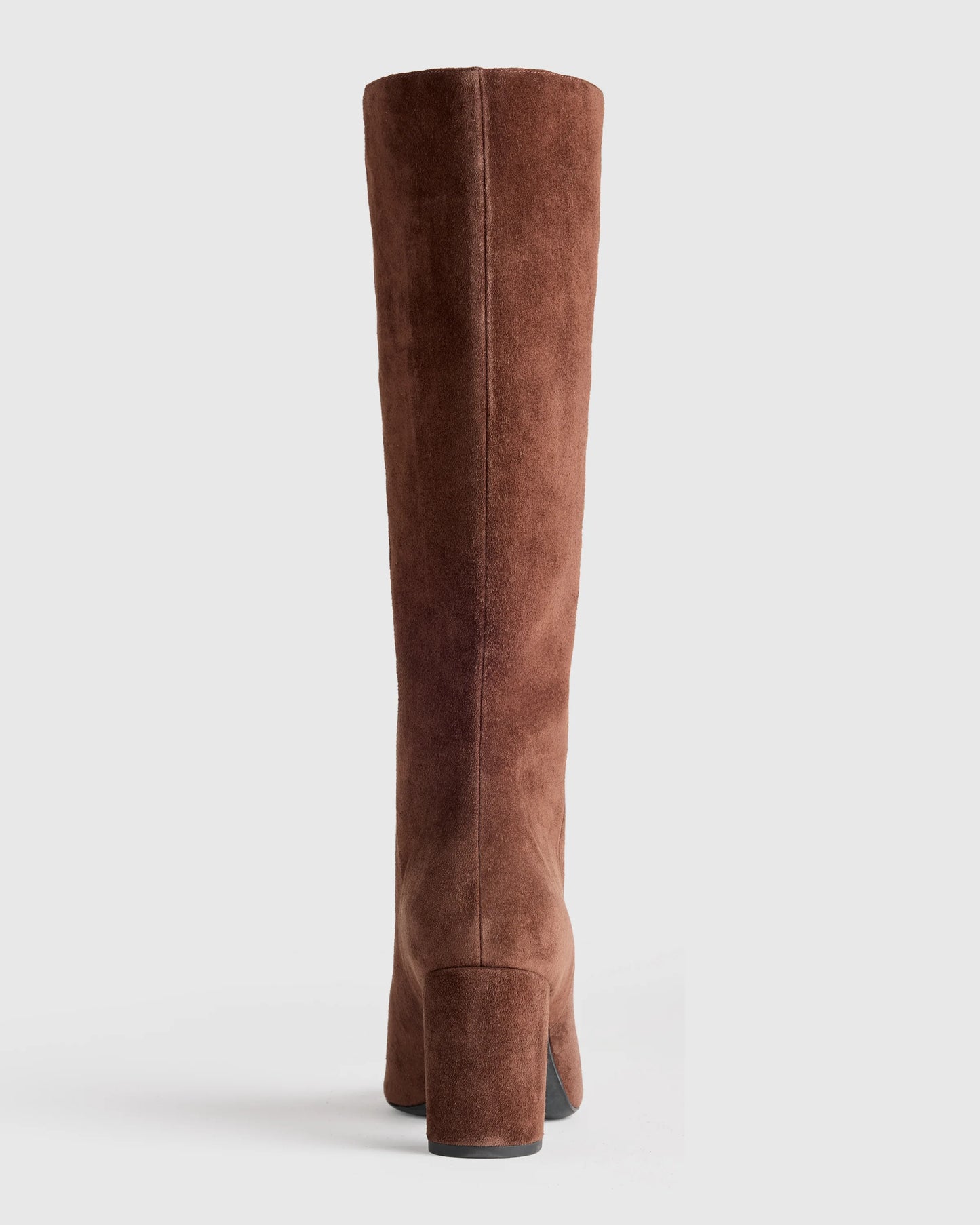 Italian Suede Block Heel Boots - 5 / Espresso Brown