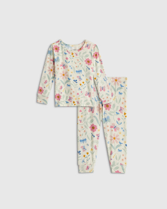 Bamboo Long Sleeve and Pant Pajama Set - 12-18M / Wildflower Dreams
