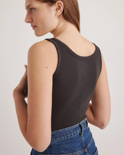 Organic Cotton Micro-Rib Scoop Neck Tank - XS / Moonstone Blue
