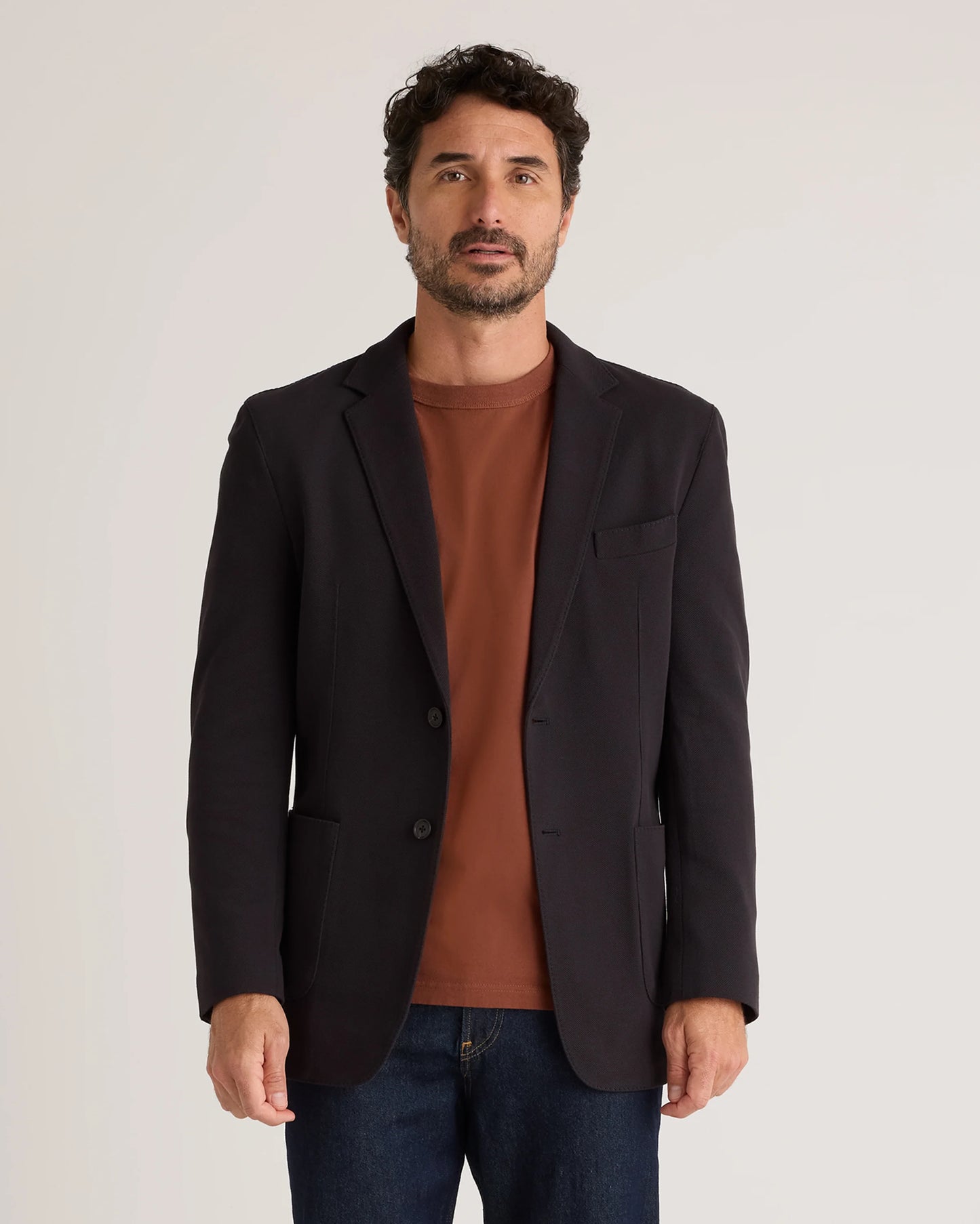Cotton Pique Knit Blazer - XS / Heather Charcoal