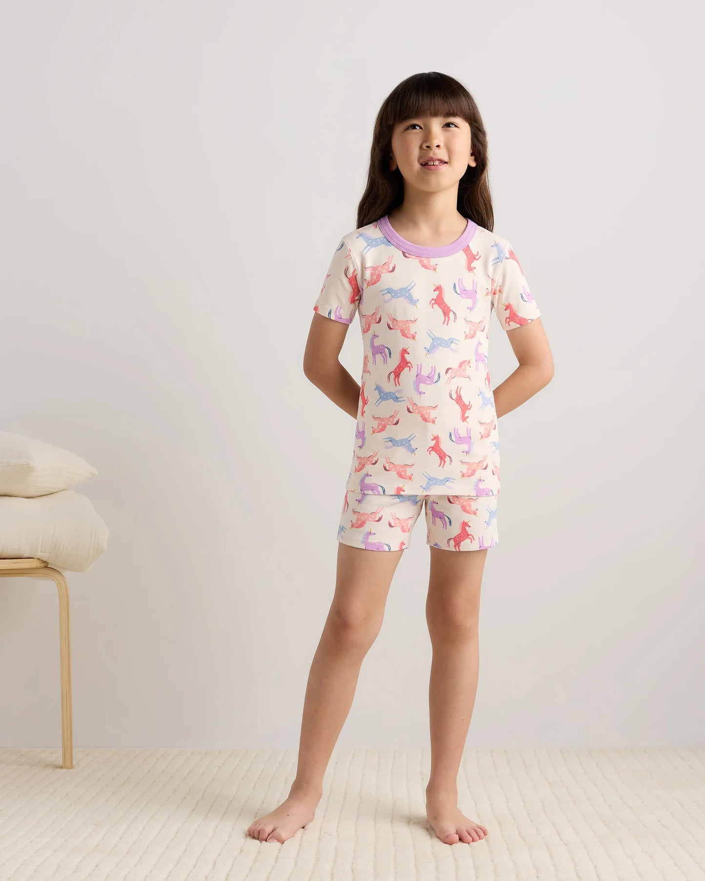 100% Organic Cotton Short Sleeve and Shorts Pajama Set - 6 / Navy Stripe