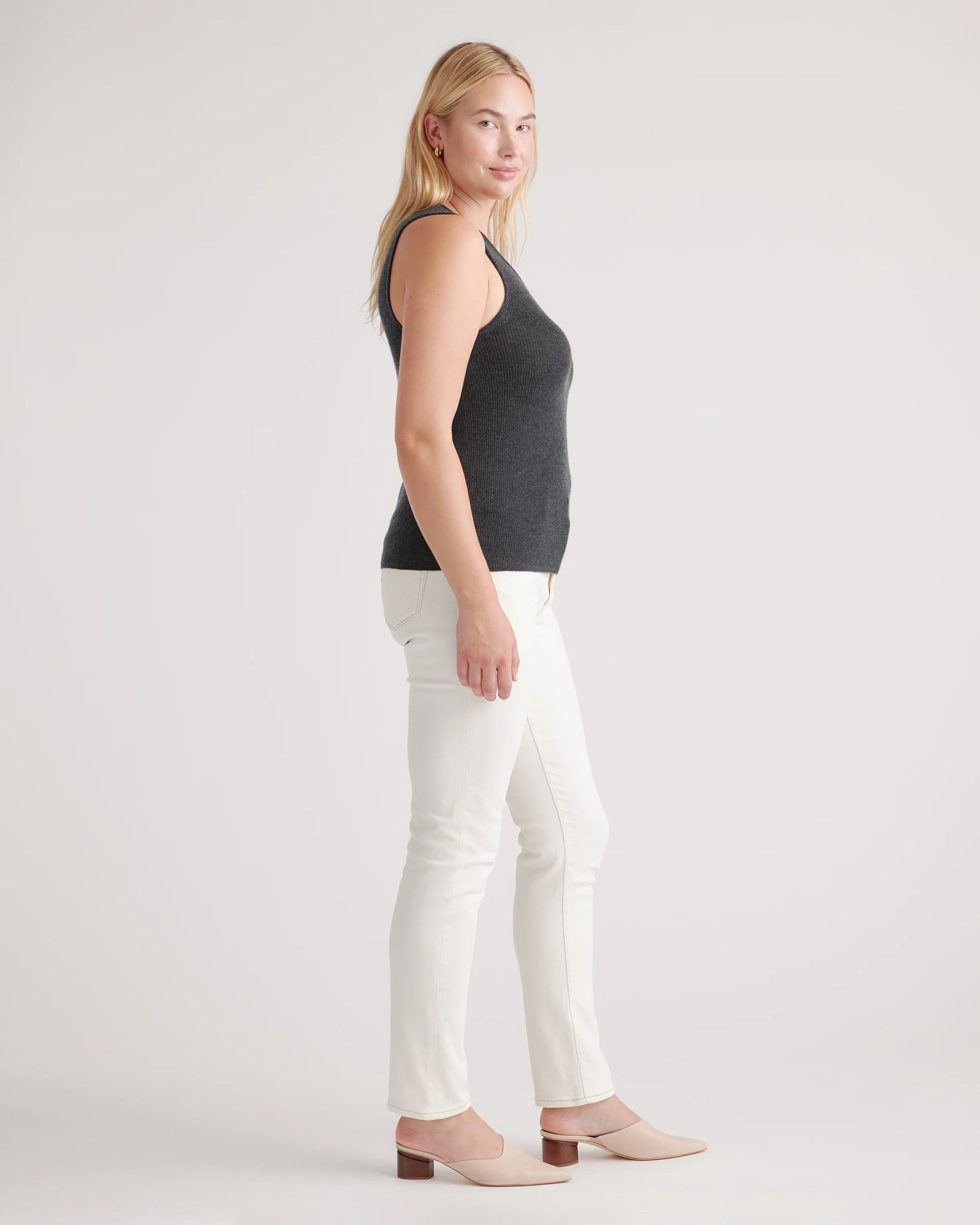 Featherweight Cashmere Ribbed Tank - XS / Charcoal