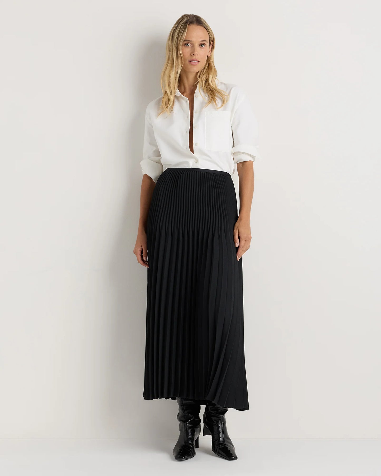 Pleated Matte Midi Skirt - XS / Coffee Bean Brown
