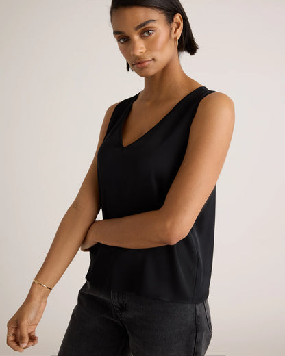 Washable Stretch Silk Tank - XS / Navy
