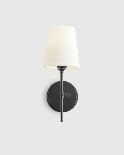 Linear Steel Sconce with Linen Shade - One Size / Brass