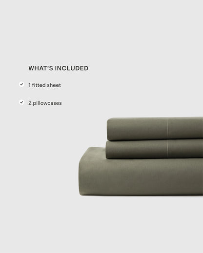 Organic Crisp Percale Fitted Sheet Set - Twin / Espresso
