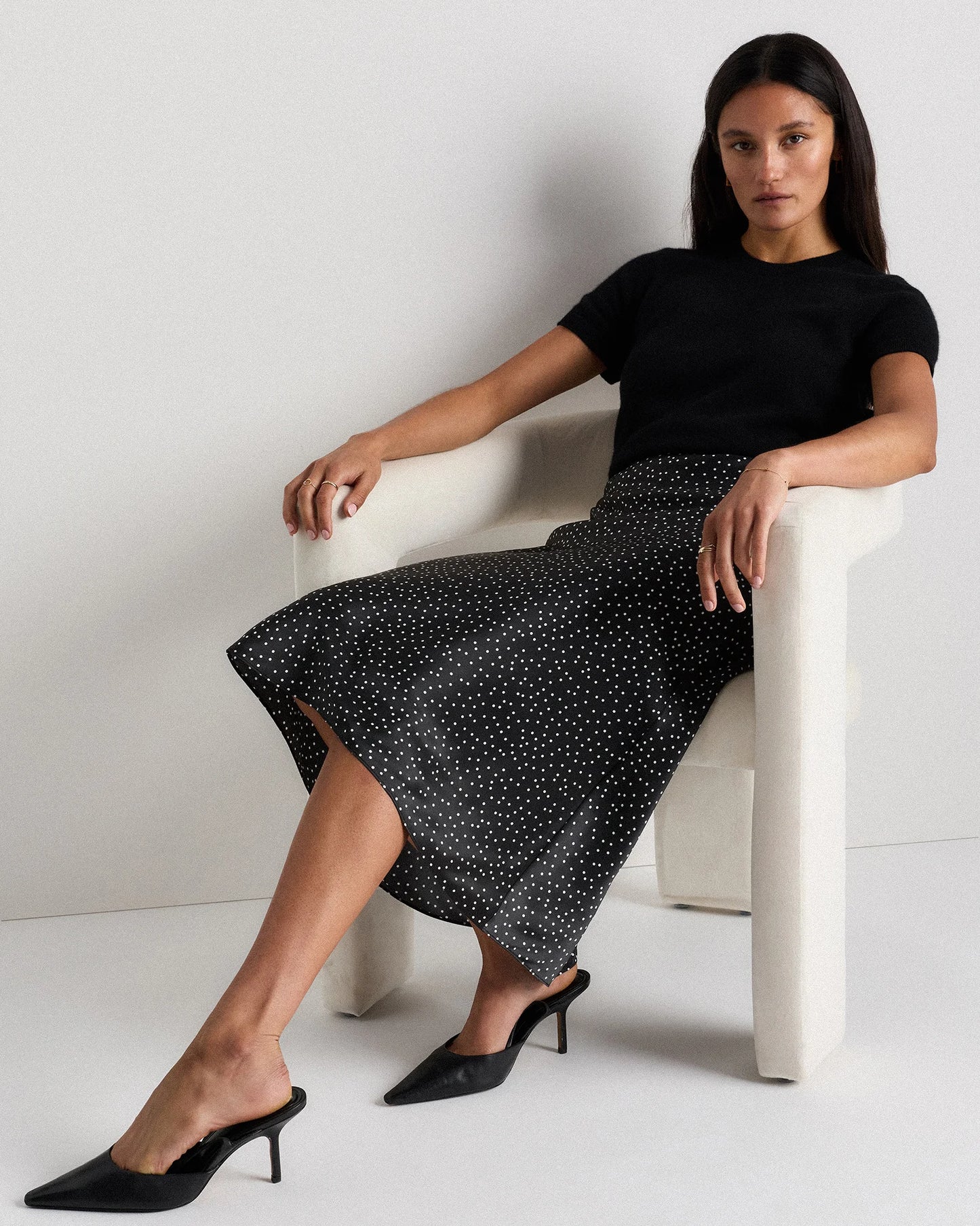100% Washable Silk Skirt - XS / Champagne