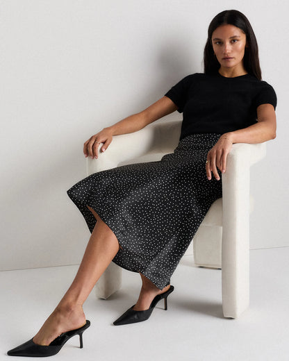 100% Washable Silk Skirt - XS / Champagne