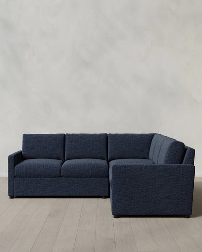 Brennan L Sectional in Performance Chenille Linen Blend - 99x99 / Snow