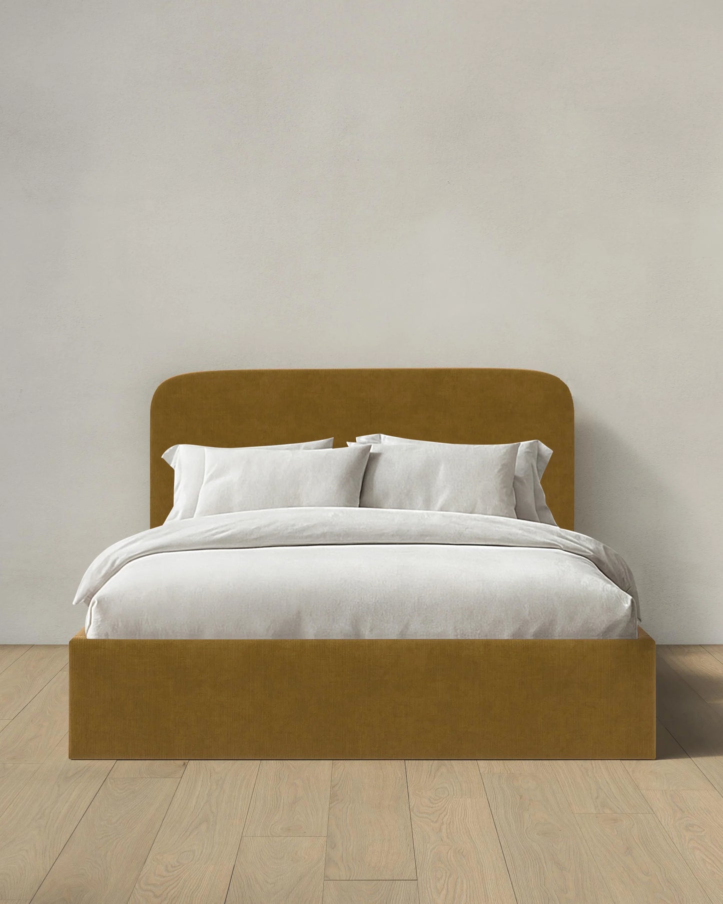 Curved Bed in Performance Velvet - Full / Walnut