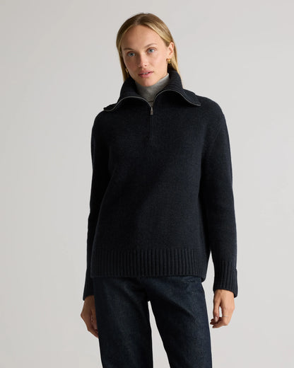 Luxe Baby Cashmere Quarter Zip Sweater - XS / Creamy Cortado