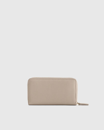Italian Pebbled Leather Continental Wallet - One Size / Taupe
