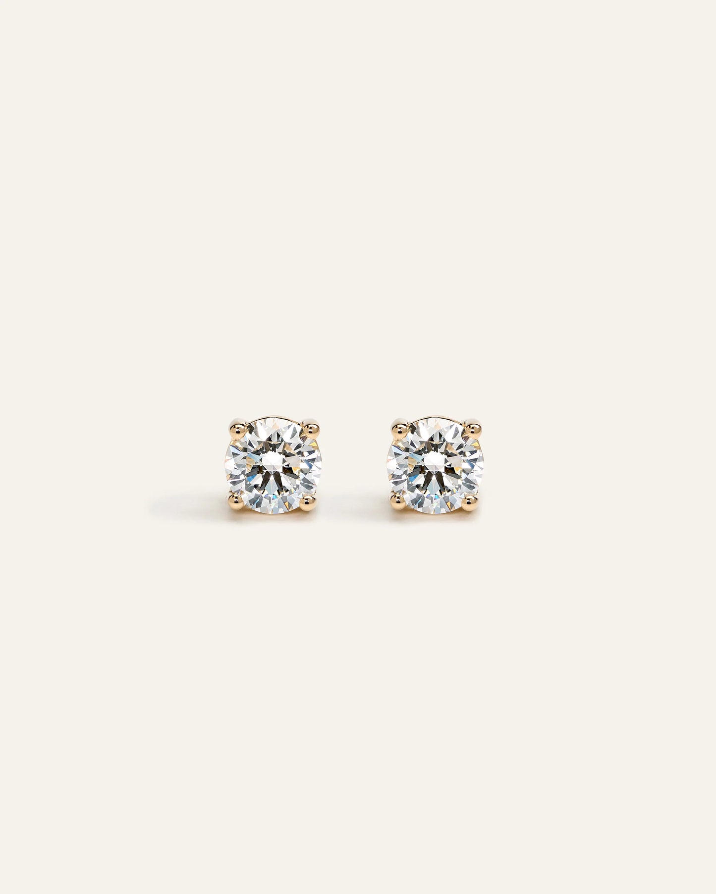 14K Gold Lab Grown Diamond Four-Prong Solitaire Studs - 1.5ctw - One Size / Yellow Gold