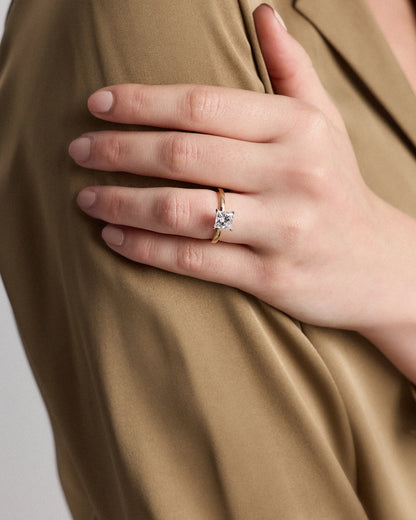Lab Grown Diamond Princess Comfort Fit Engagement Ring - 1.5ct - 4 / Yellow Gold