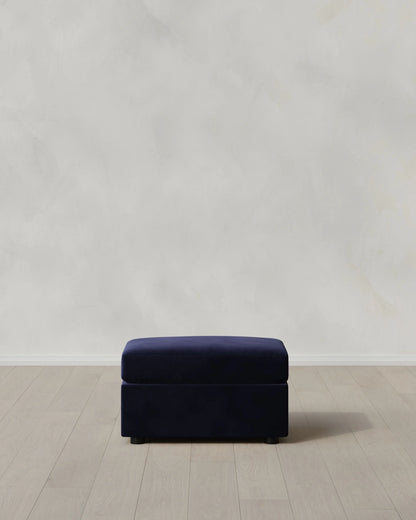 Brennan Ottoman in Performance Velvet - One Size / Taupe