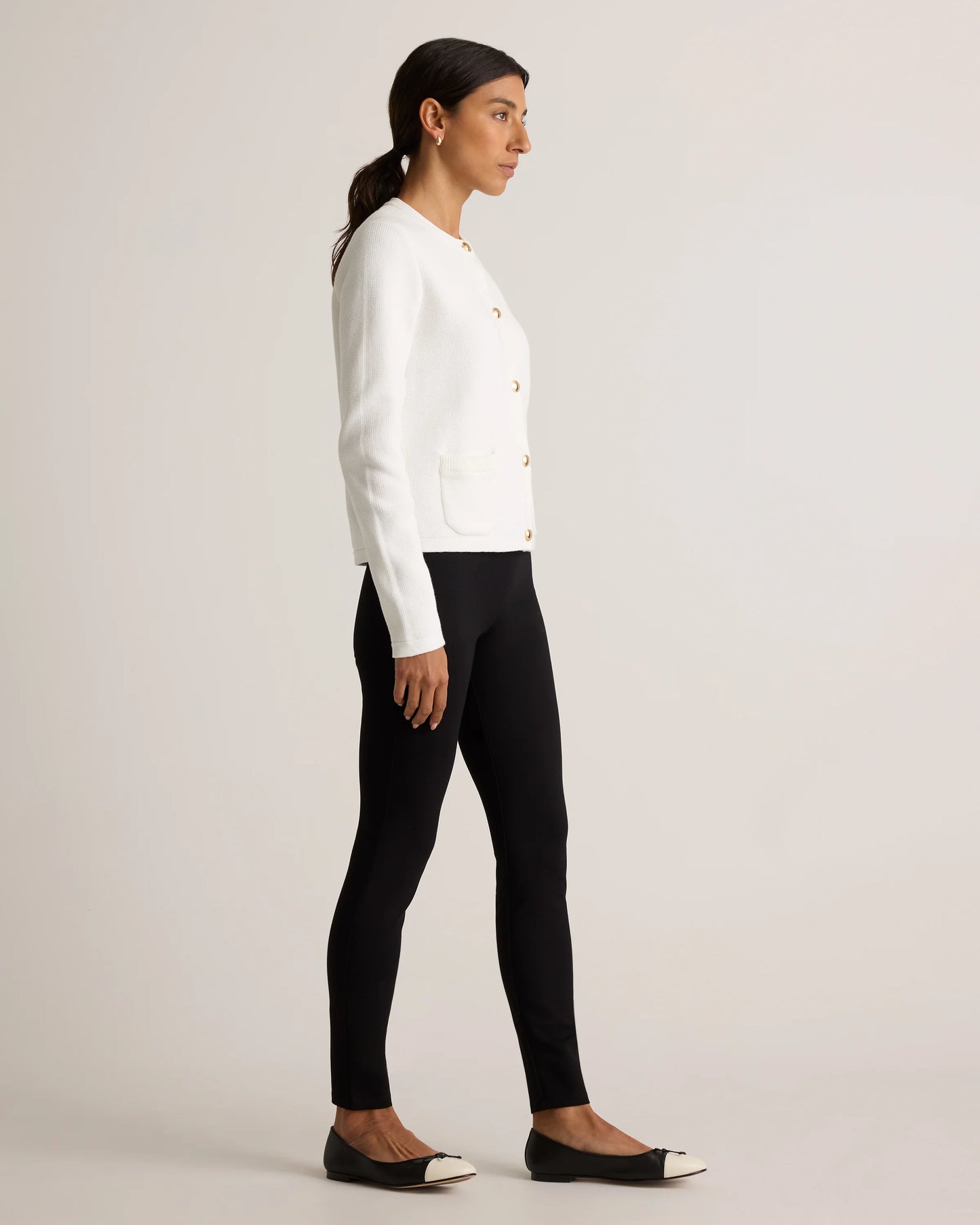 100% Organic Cotton Sweater Jacket - XS / Black/Ivory Colorblock