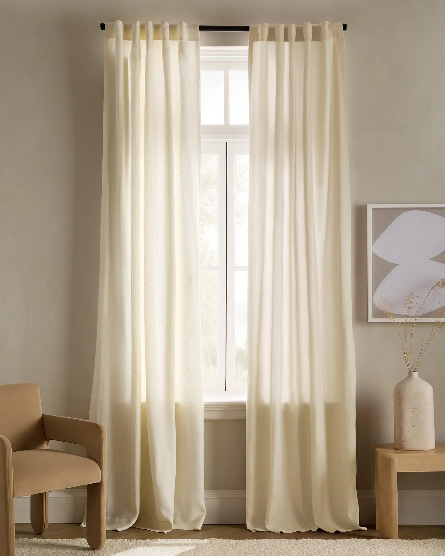 European Linen Curtain - Single Panel - 48x84 / Flax