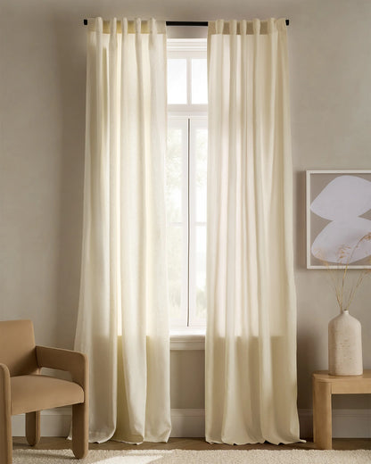 European Linen Curtain - Single Panel - 48x84 / Flax