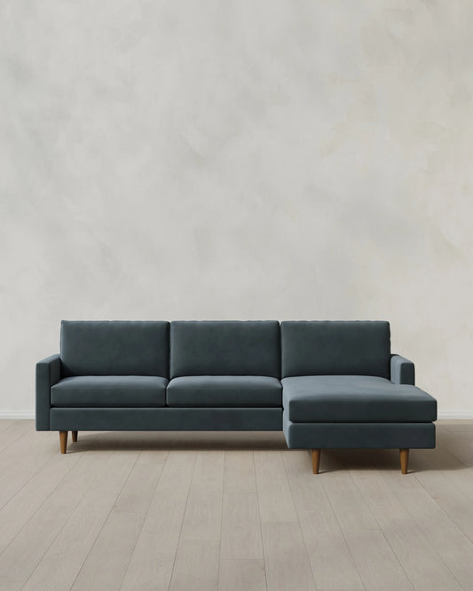 Atlas Midcentury Chaise Sectional in Performance Velvet - 106" Right Arm / Pine
