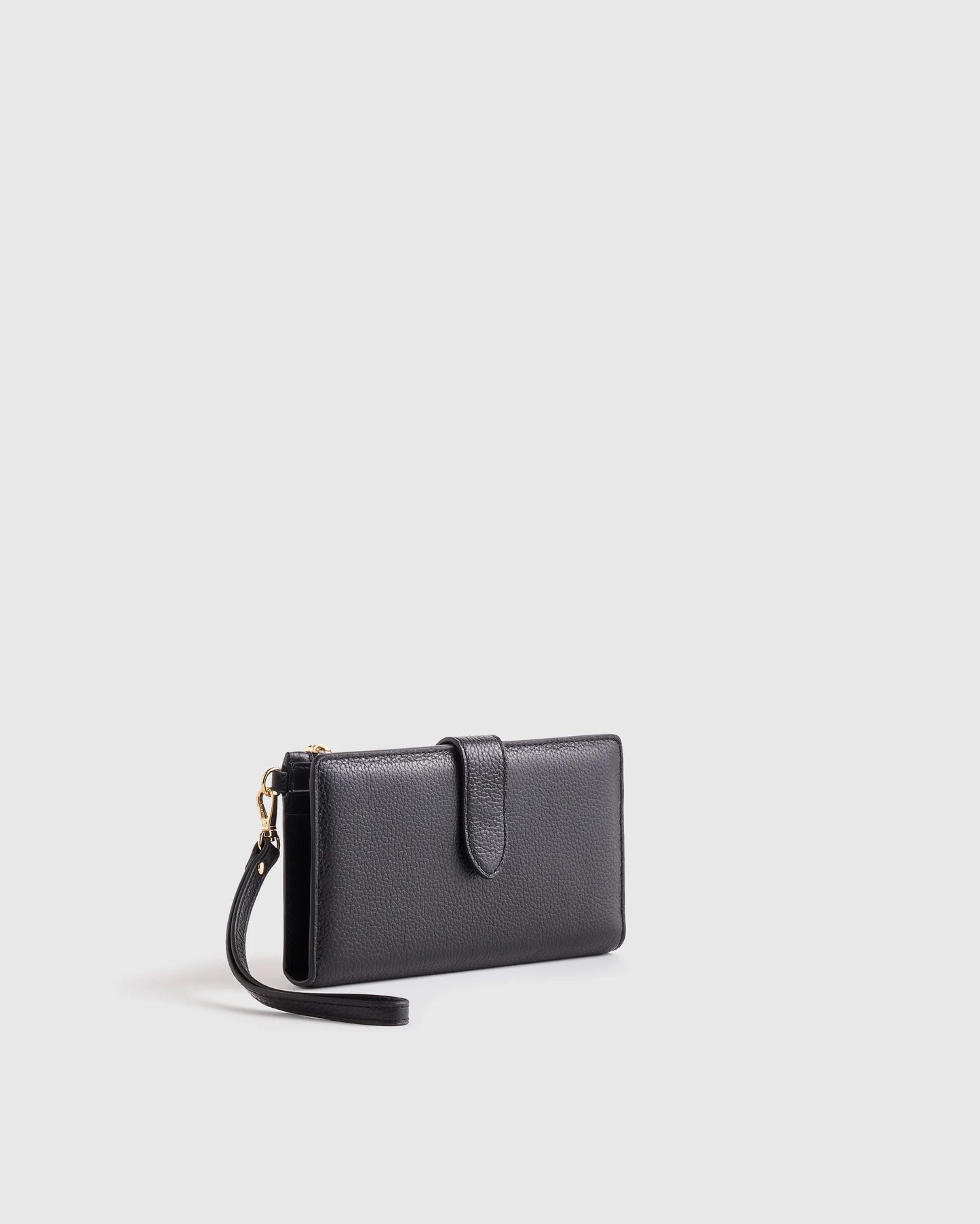 Italian Leather Phone Bi-Fold Wristlet - One Size / Black