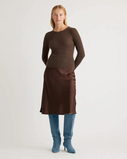 100% Washable Silk Skirt - XS / Champagne