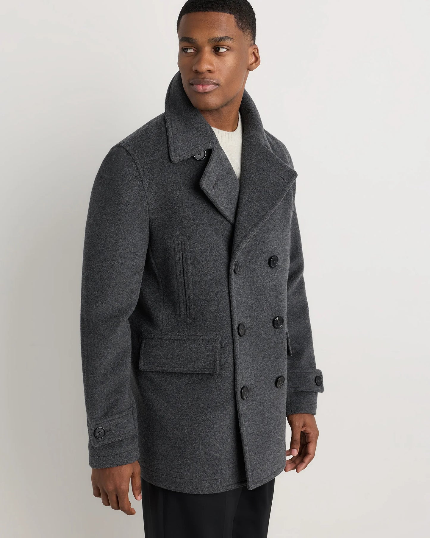 Wool Cashmere Peacoat - XS / Heather Charcoal
