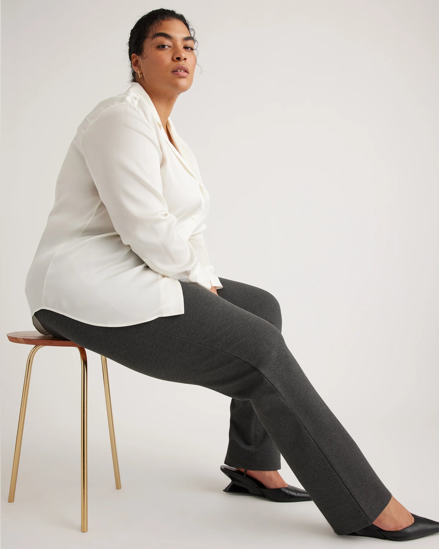 Ultra-Stretch Ponte Straight Leg Pants - 1X / Charcoal
