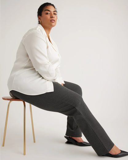 Ultra-Stretch Ponte Straight Leg Pants - 1X / Charcoal