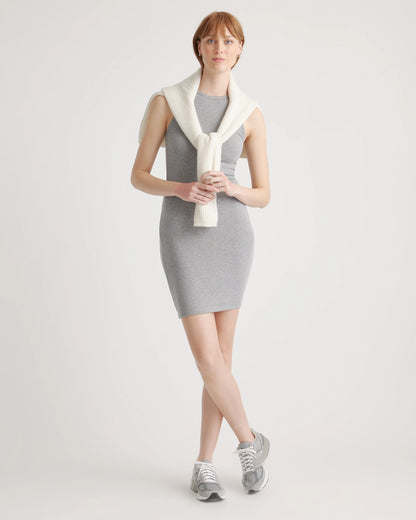 Tencel Rib Knit Sleeveless Mini Dress - XS / Heather Grey