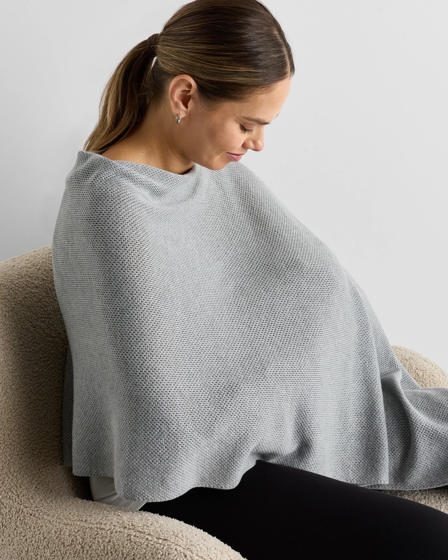 Lightweight Cotton Cashmere Nursing Shawl - One Size / Pale Custard Yellow