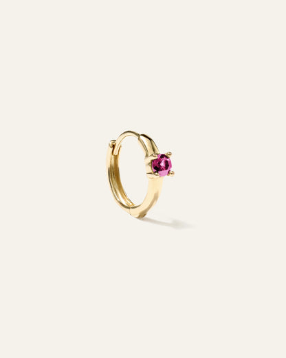 14K Gold Gemstone Tiny Huggie - Single - One Size / Emerald