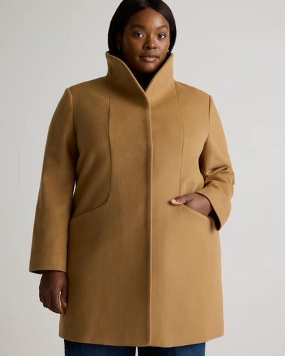Italian Wool Cocoon Coat - 1X / Caramel