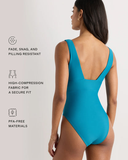 Italian Plunge One-Piece Swimsuit - XS / Deep Navy