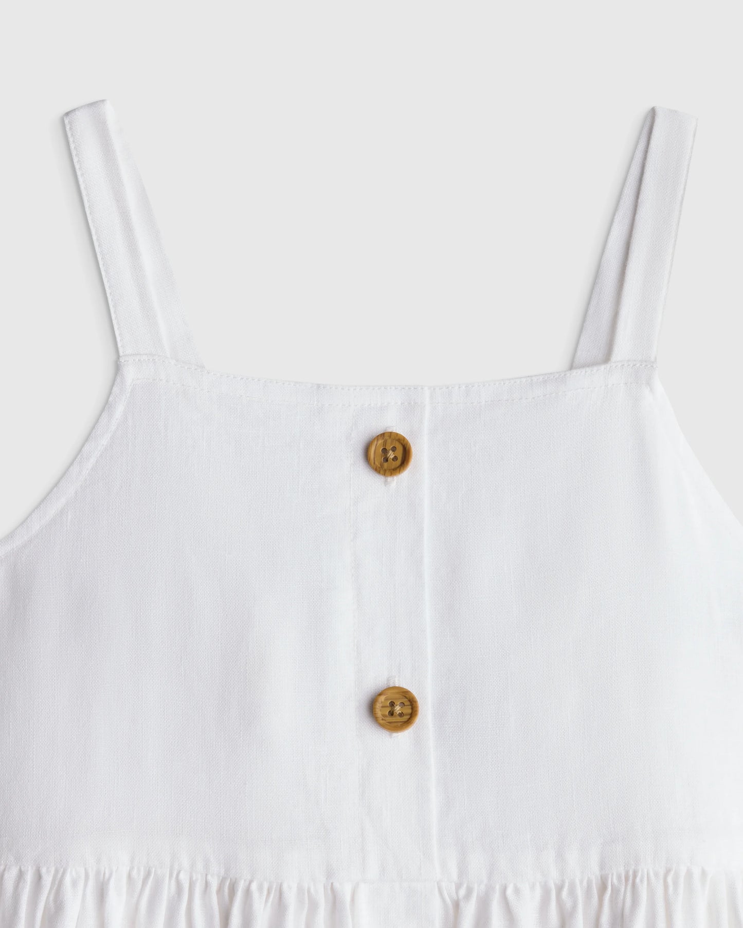 Girls Sleeveless 100% Linen Dress - 2T / White