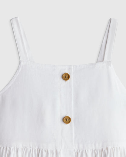 Girls Sleeveless 100% Linen Dress - 6 / Orchid Palms