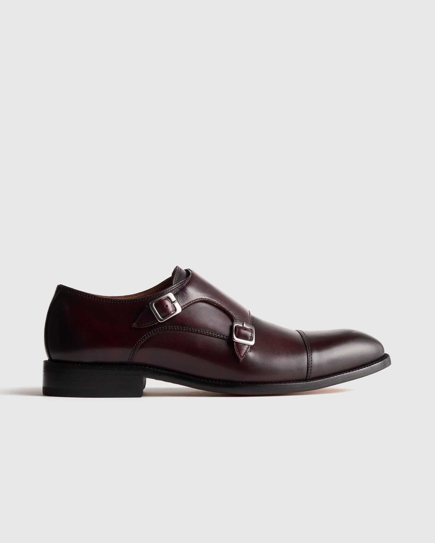 Italian Leather Monk Strap Oxford - 7 / Black
