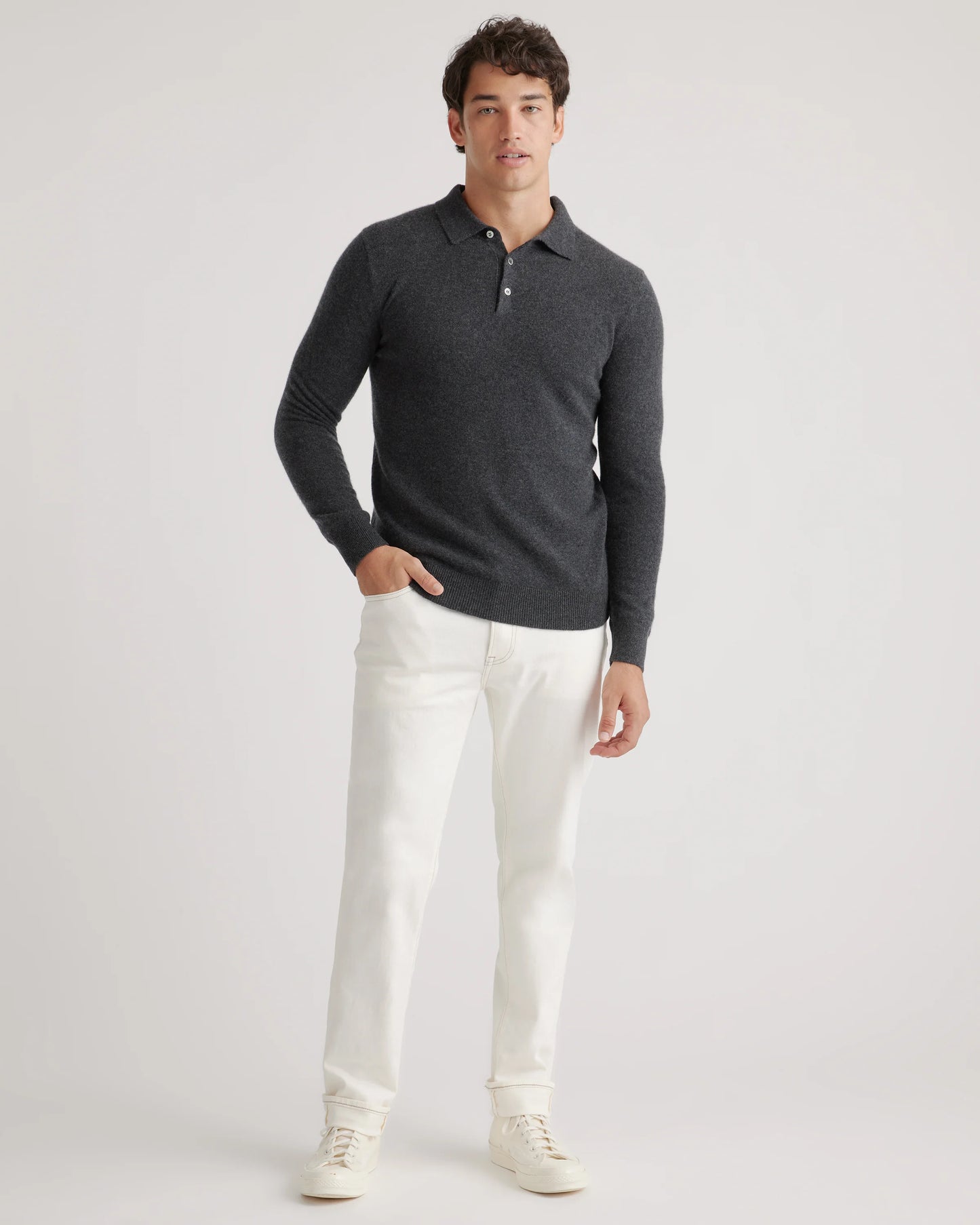 Mongolian Cashmere Polo Sweater - S / True Navy