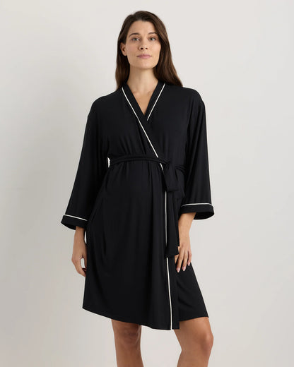 Bamboo Jersey Maternity Robe - XS / Deep Navy