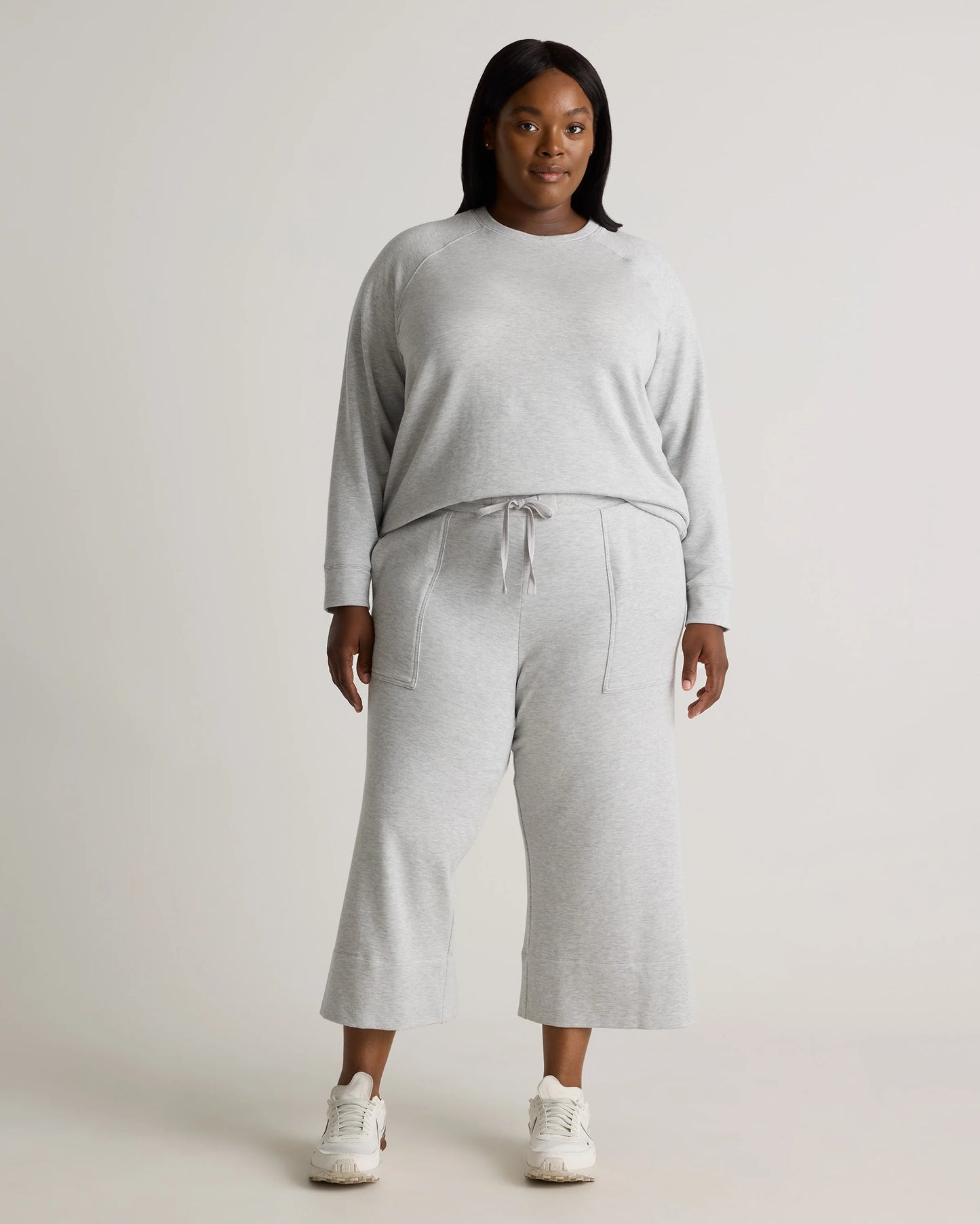 SuperSoft Fleece Cropped Wide Leg Pants - 1X / Heather Grey