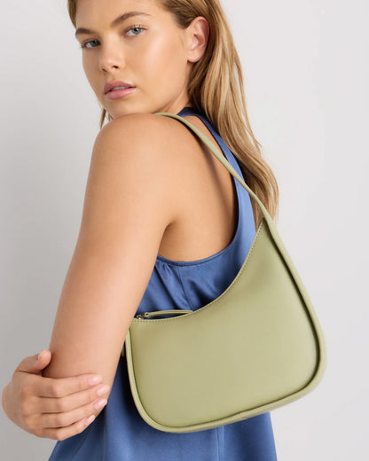 Italian Leather Asymmetrical Mini Shoulder Bag - One Size / Shell Pink